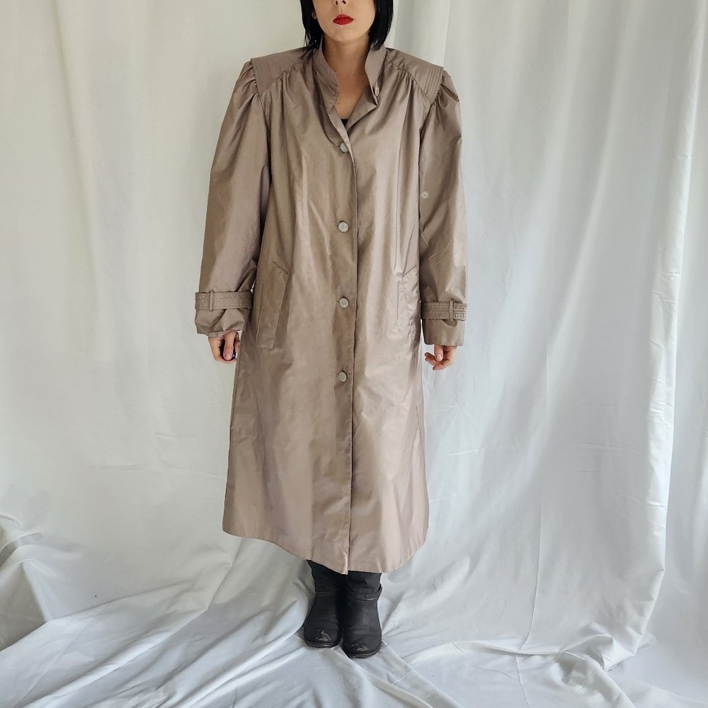 80s Taupe Rain‎ Resistant Trench Coat